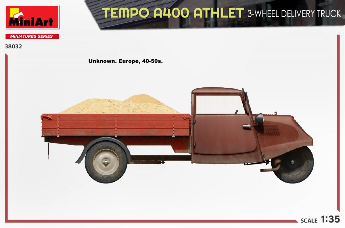 MiniArt 38032 TEMPO A400 ATHLET 3-WHEEL DELIVERY TRUCK 1/35 – imagen 6