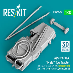 RESKIT RSK35-0016 A/S32A-31A "Mule" Tow Tractor AS47A-1 GTE (GTCP-100) (long version) (AH-1, UH-1, UH-60, CH-47, CH-53, SH-3) (3D Printed model kit) 1/35