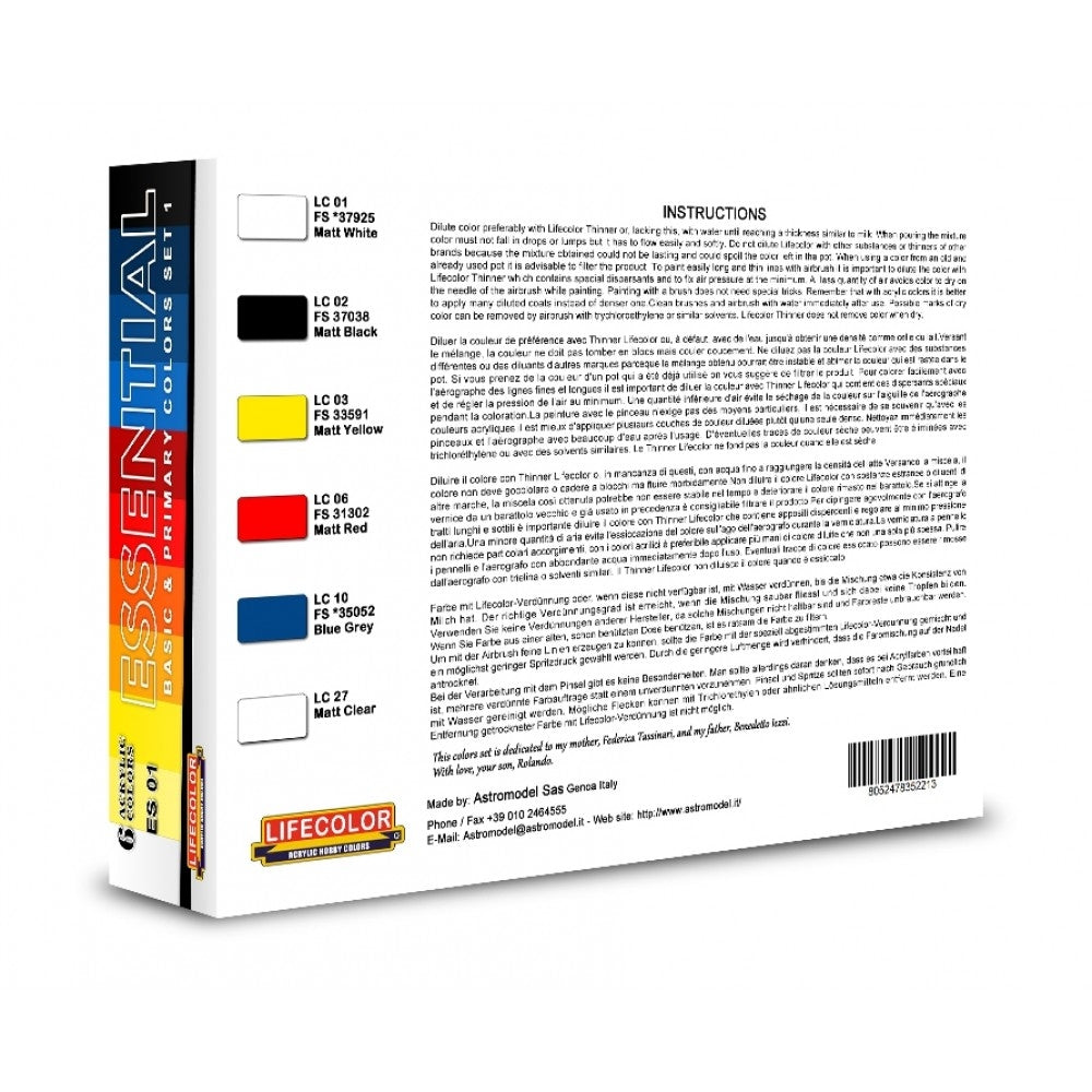 Lifecolor ES01 Acrylic paint Basic Gloss Colors Set 1 6x22ml – obrázek 2
