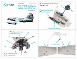 Quinta Studio QD48150 F-104S 3D-Printed &amp;amp; colored Interior on decal paper (Hasegawa) 1/48 – obrázek 5