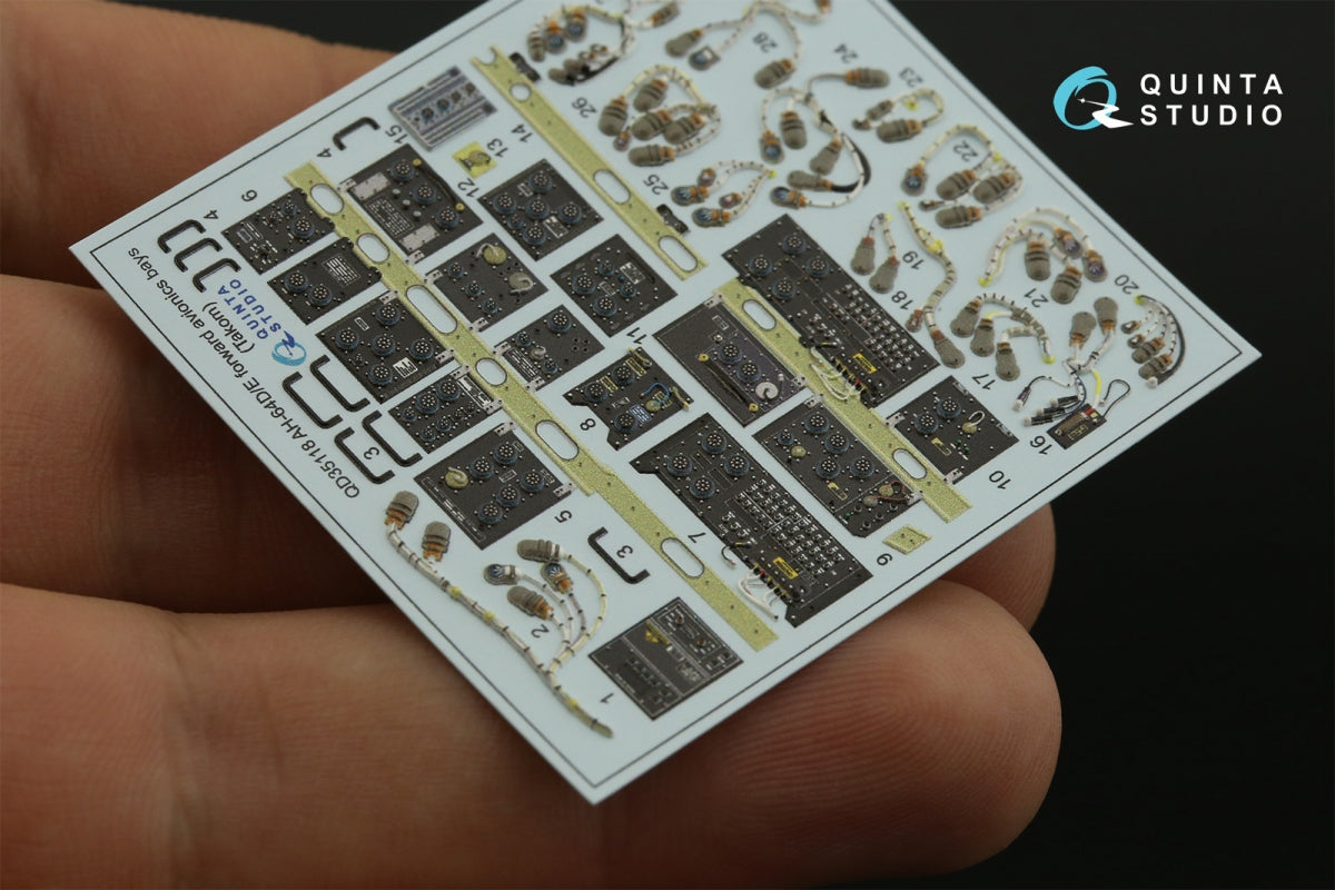 Quinta Studio QD35118 AH-64D Extended forward avionics bays 3D-Printed &amp;amp; colored Interior on decal paper (Takom) 1/35 – Bild 4