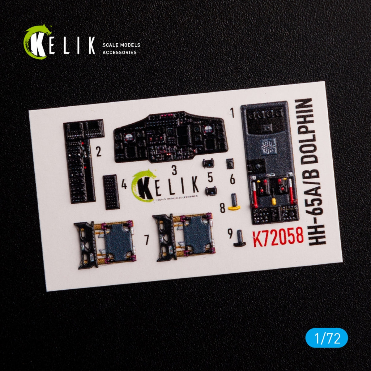 KELIK K72058 HH-65A/B Dolphin interior 3D decals for Dream Model kit 1/72 – image 3