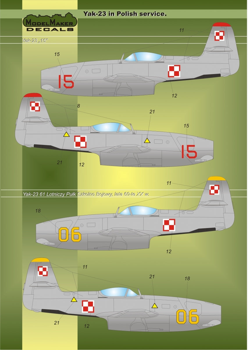 ModelMaker Decals D48019 Yak-23 in Polish service 1/48 – obrázek 5