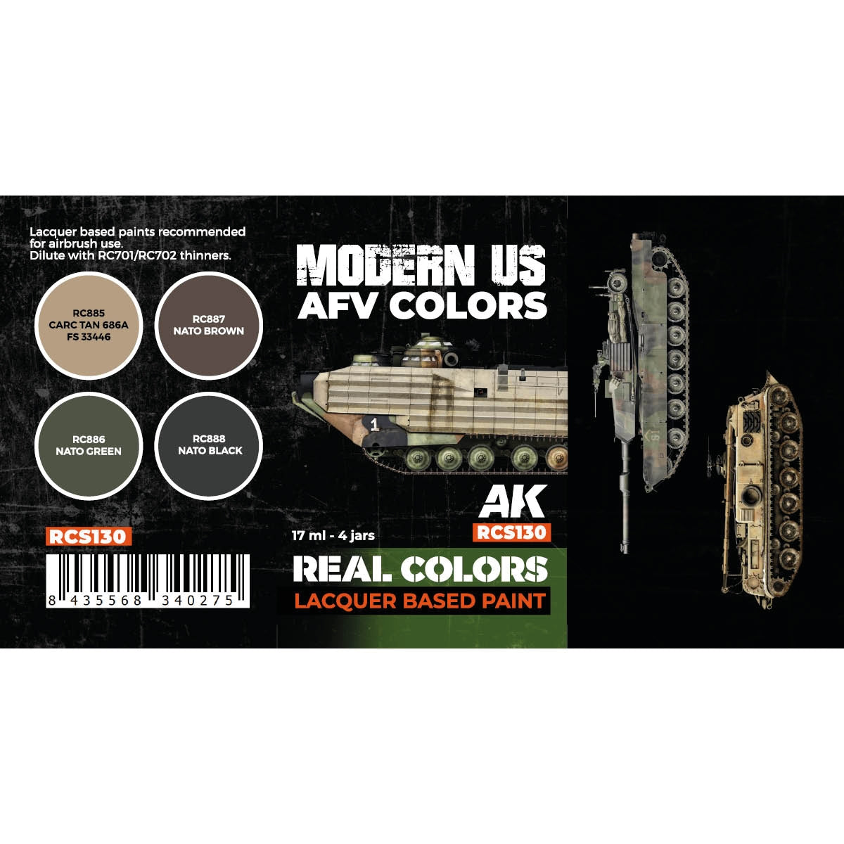 AK Interactive RCS130 US Army Modern AFV Colors 4x17ml – image 2