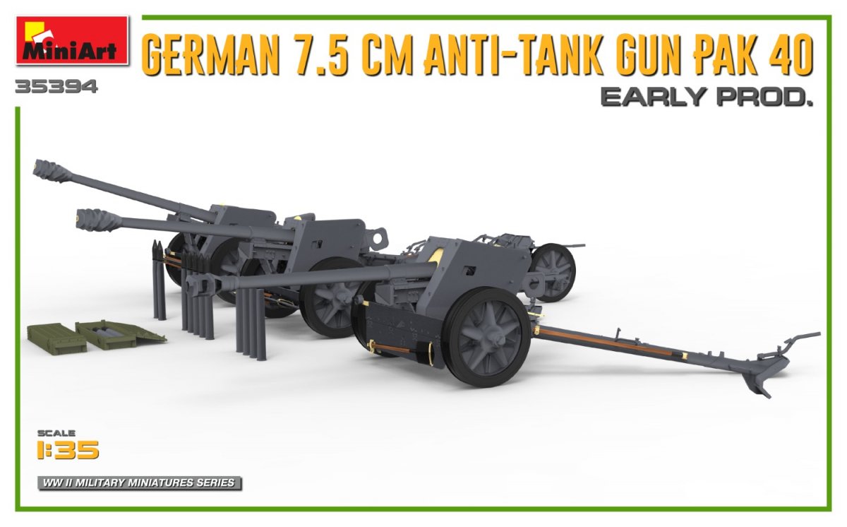 MiniArt 35394 GERMAN 7.5CM ANTI-TANK GUN PAK 40. EARLY PROD 1/35 – imagen 8