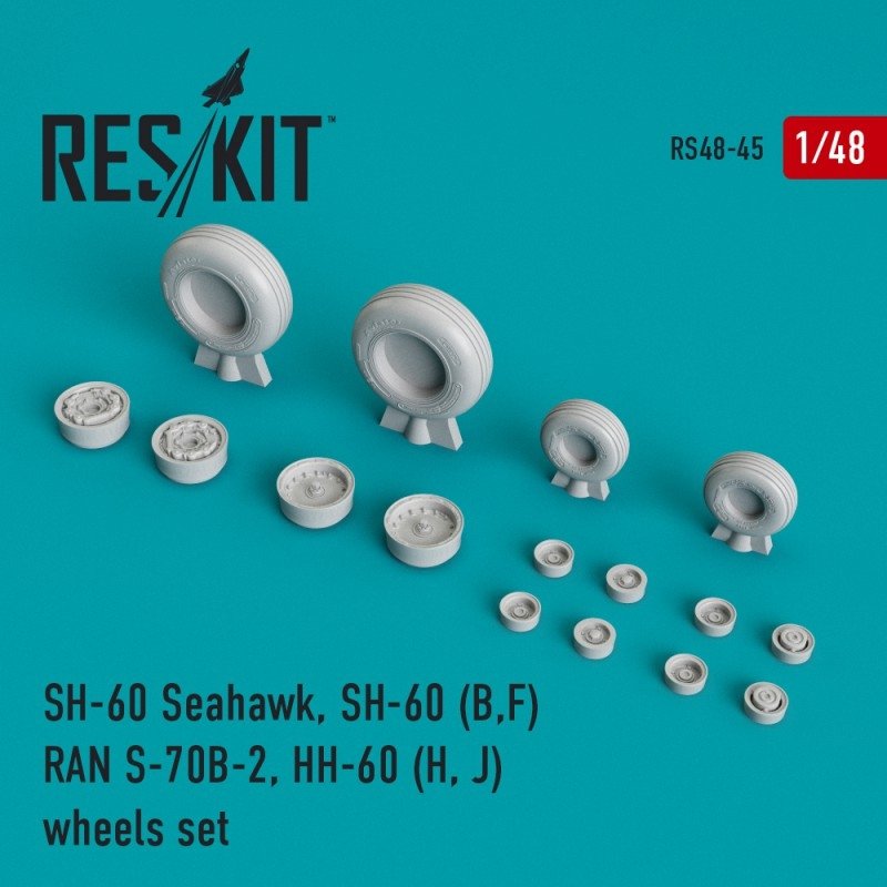 RESKIT RS48-0045 SH-60 Seahawk, SH-60 (B,F) RAN S-70B-2, HH-60 (H, J) jeu de roues 1/48