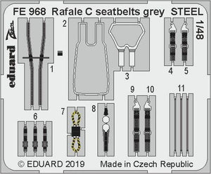 Eduard FE968 Rafale C seatbelts gray STEEL 1/48 REVELL