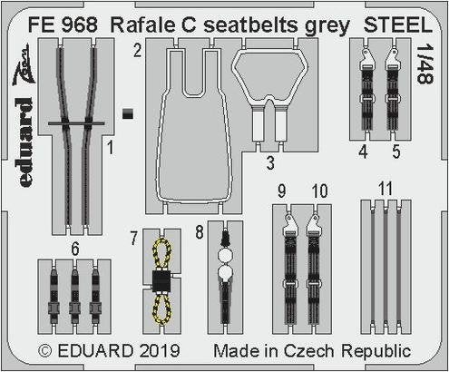 Eduard FE968 Rafale C seatbelts gray STEEL 1/48 REVELL