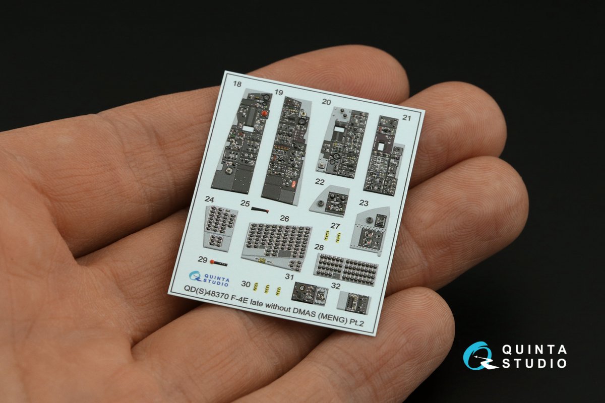 Quinta Studio QDS-48370 F-4E late without DMAS 3D-Printed &amp;amp; colored Interior on decal paper (Meng) (Small version) 1/48 – image 4
