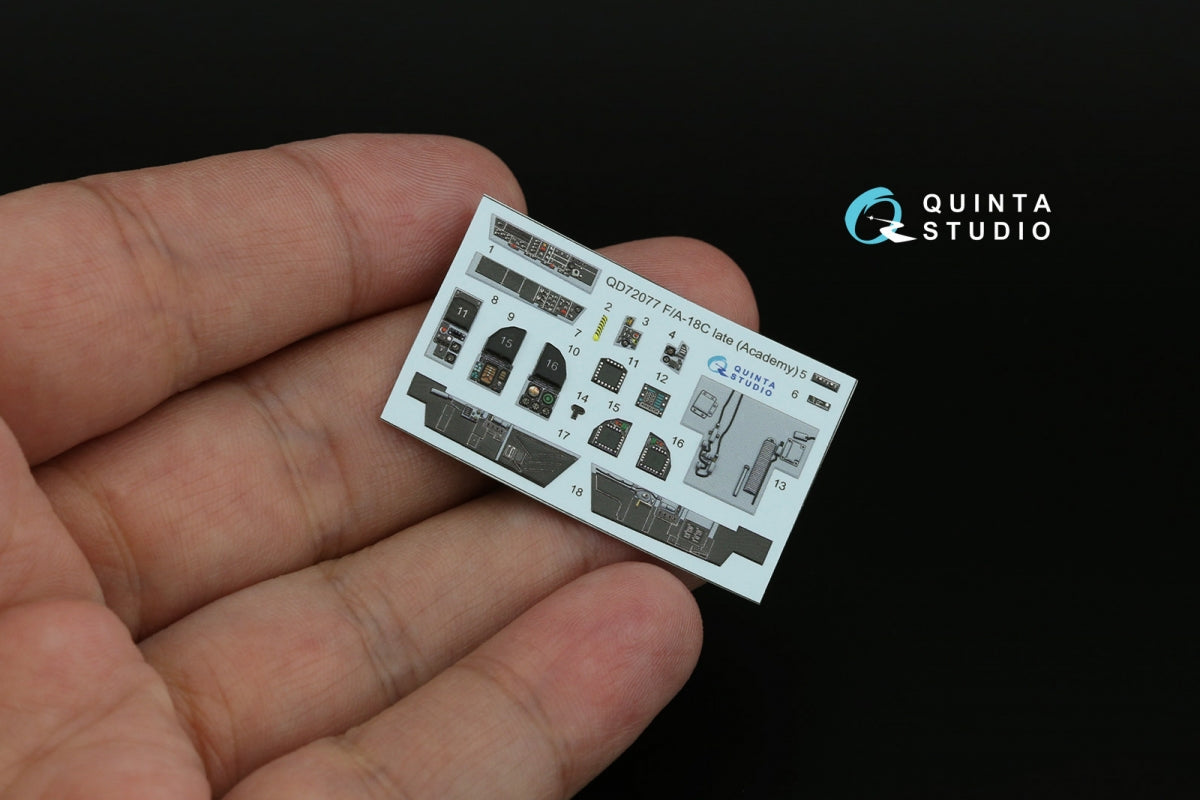 Quinta Studio QD72077 F/A-18C late 3D-Printed &amp;amp; colored Interior on decal paper (Academy) 1/72 – image 3