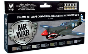 Vallejo 71184 Model Air Set of 8 Paints - US Army Air Corps Colors (CBI) Pacific Theater WWII
