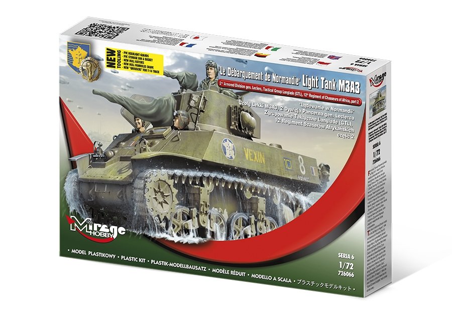 Mirage-Hobby 726066 "Le Débarquement de Normandie" Light Tank M3A3. 2nd ADgen. Leclerc,GTL,12th Regiment of Chasseurs of Africa, part 2 1/72