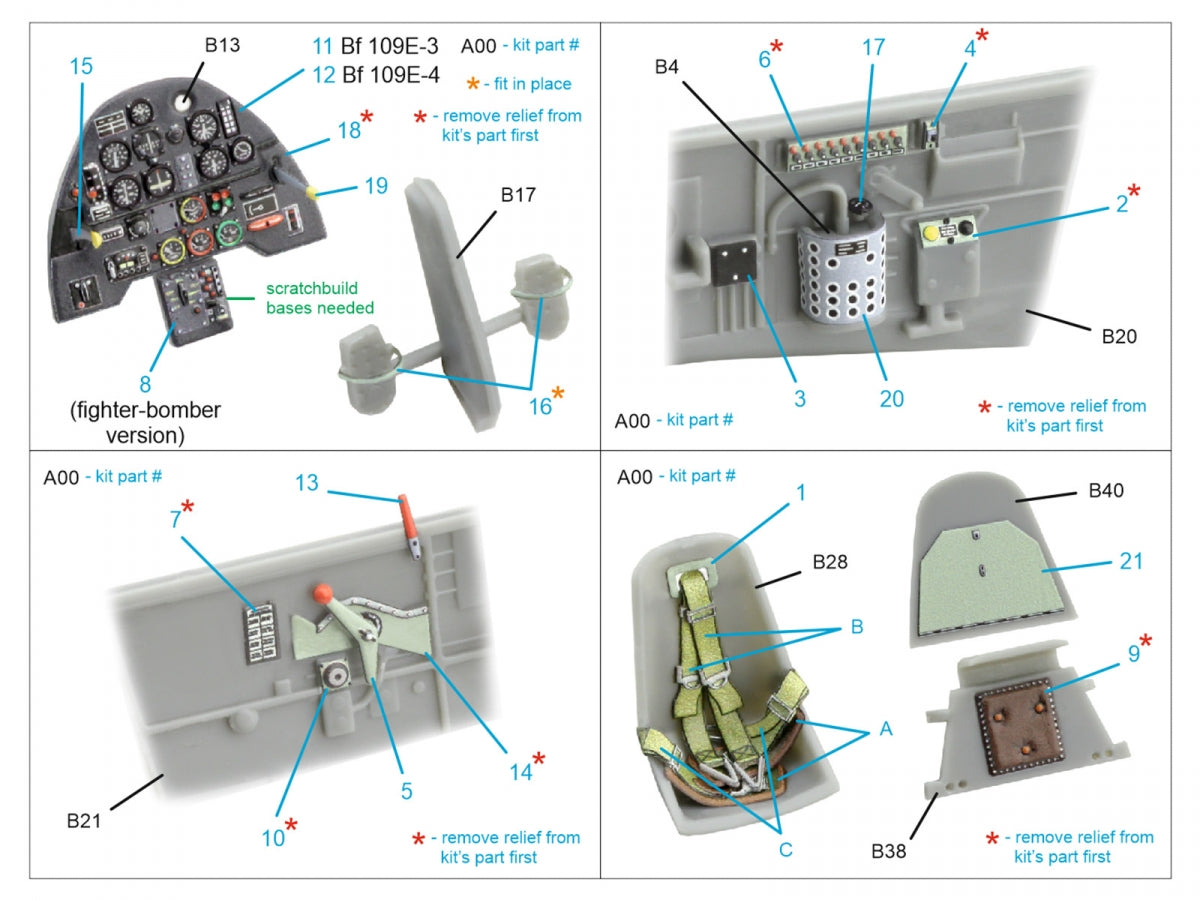 Quinta Studio QD48532 Bf 109E-3/4 3D-Printed &amp;amp; colored Interior on decal paper (HobbyBoss) 1/48 – image 10