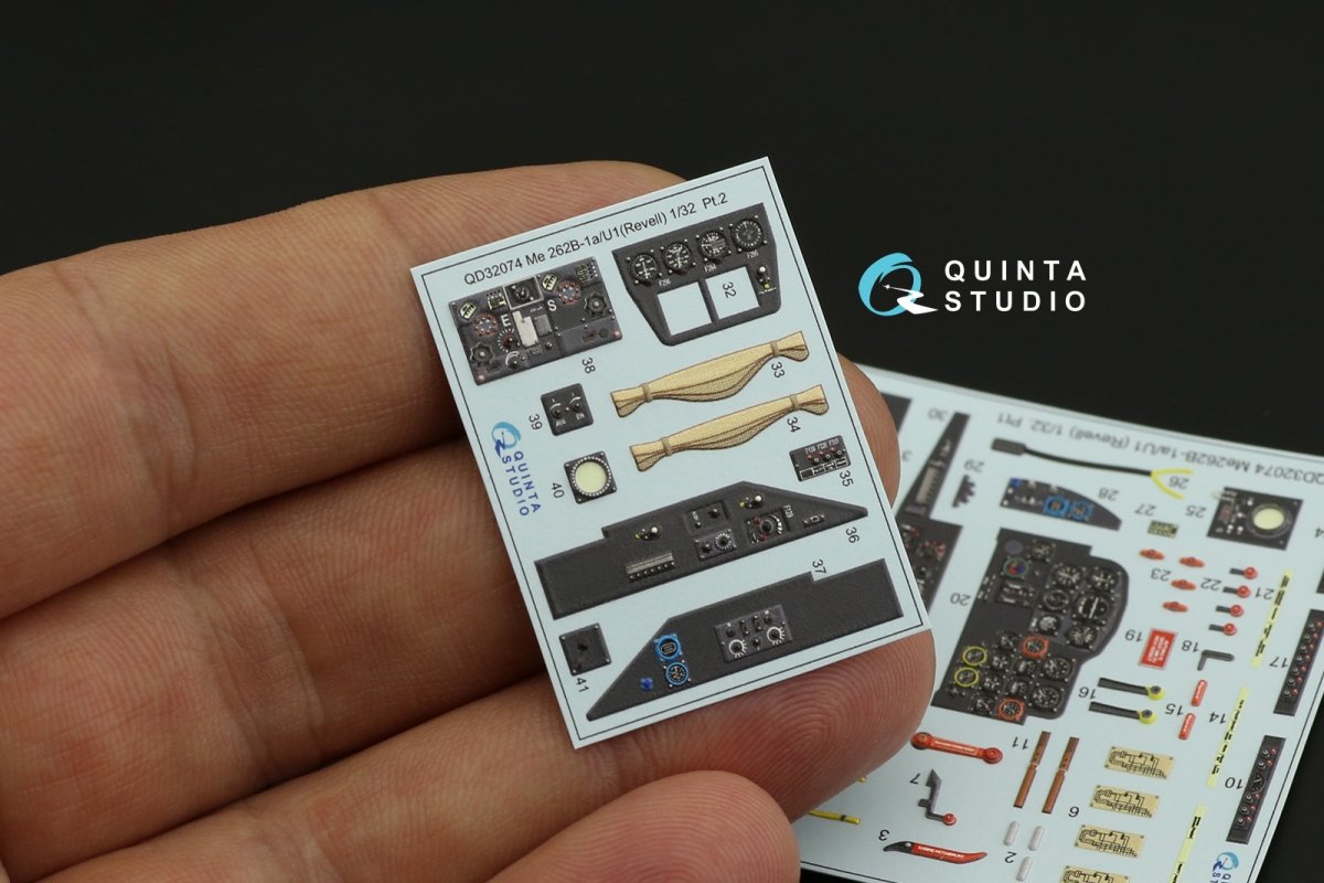 Quinta Studio QD32074 Me 262B1a/U-1 3D-Printed &amp;amp; colored Interior on decal paper (Revell) 1/32 – Bild 10