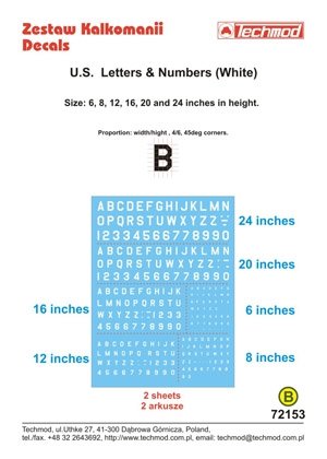 Techmod 72153 - US Letters &amp;amp; Numbers (White) (1/72)