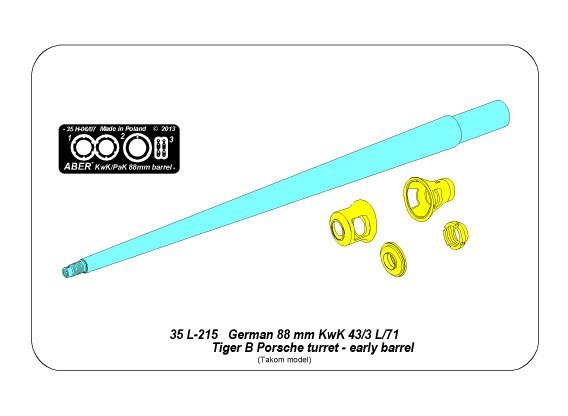Aber 35L-214 Barrel for German 8,8cm Kw.K 43 (L/71) gun used on Tiger B Porsche turret-early 1/35 – Bild 6