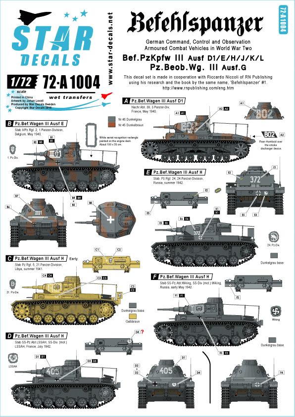 Star Decals 72-A1004 Befehlspanzer #2 1/72