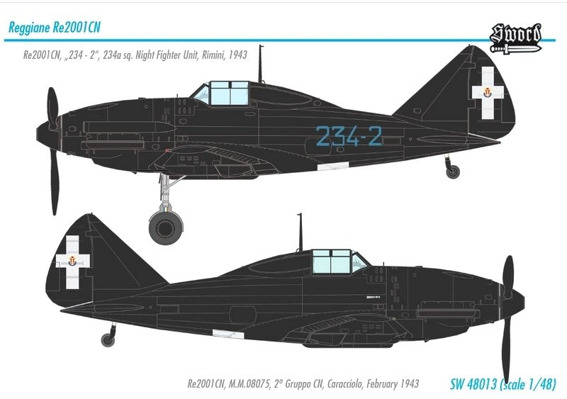Sword 48013 Reggisnr Re2001CN Night Fighter 1/48 – obrázek 2