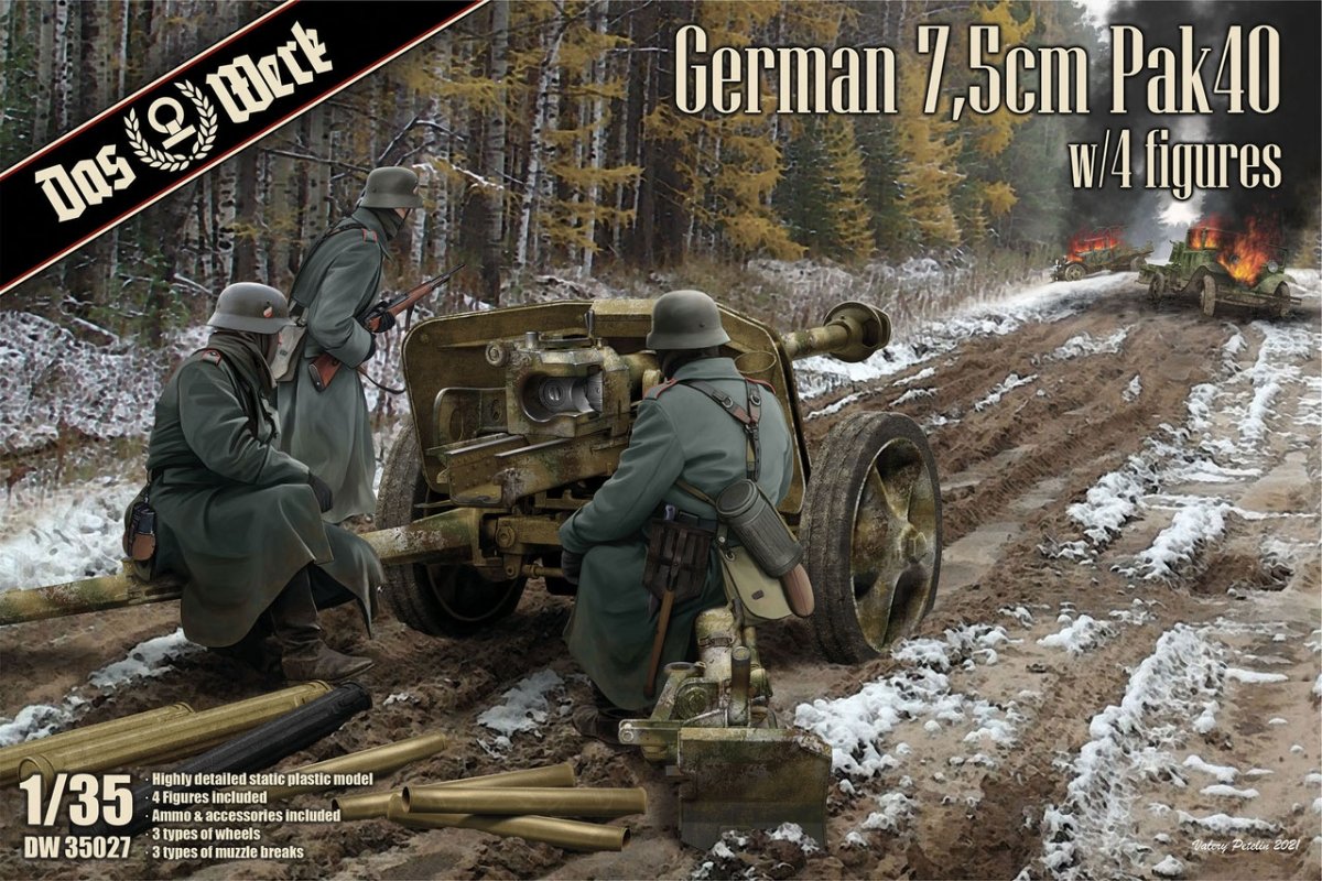 Das Werk DW35027 German 7.5cm Pak40 with 4 Figures 1/35