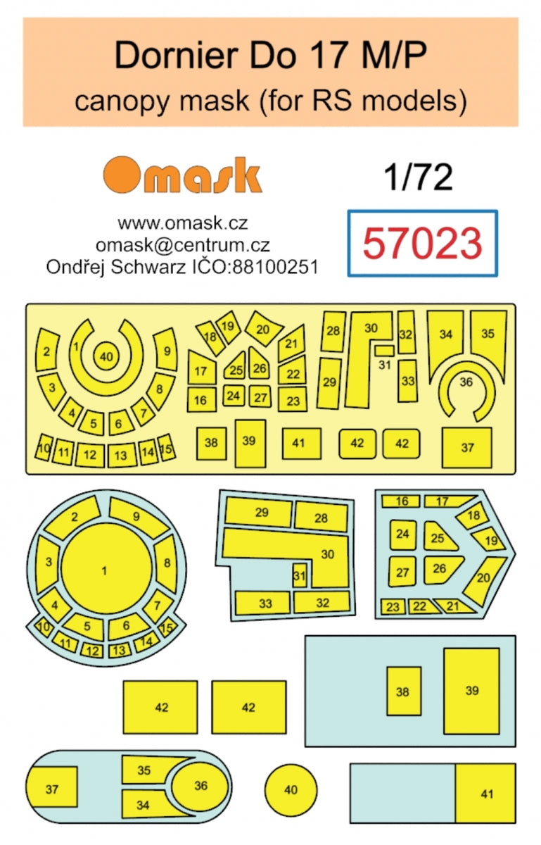 Masque Omask 57023 Dornier Do 17 M/P (pour maquettes RS) 1/72