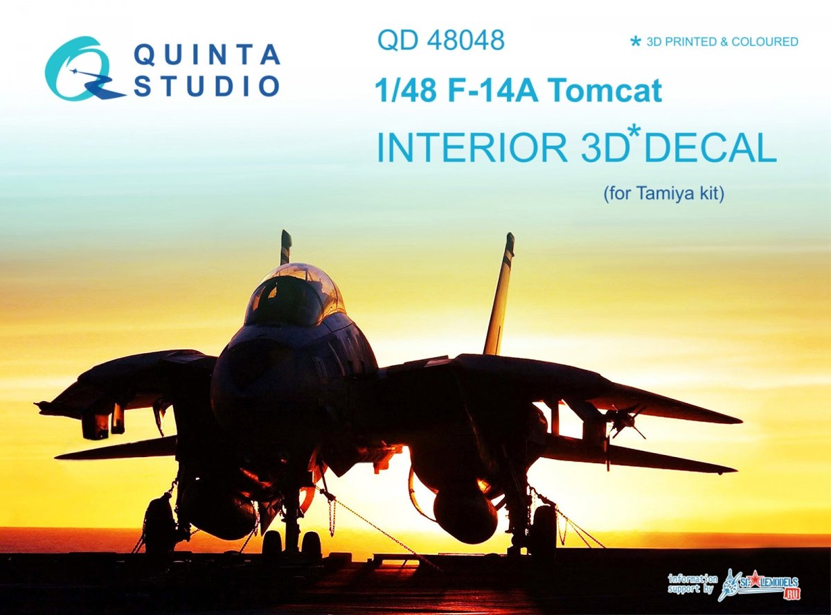 Quinta Studio QD48048 F-14A 3D-Printed &amp;amp; colored Interior on decal paper (for Tamiya kit) 1/48
