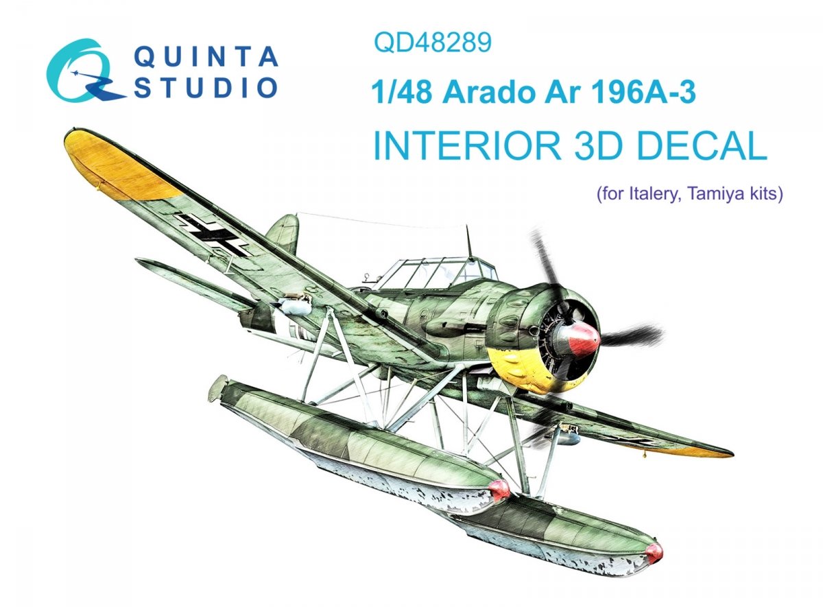 Quinta Studio QD48289 Ar 196A-3 3D-Printed &amp; colored Interior on decal paper (Italeri) 1/48