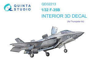 Quinta Studio QD32213 F-35B 3D-Printed &amp;amp; colored Interior on decal paper (Trumpeter) 1/32