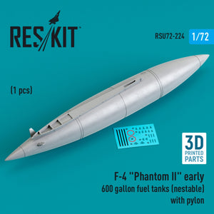 RESKIT RSU72-0224 F-4 &amp;quot;PHANTOM II&amp;quot; EARLY 600 GALLON FUEL TANK (NESTABLE) WITH PYLON (1 PCS) (3D PRINTED) 1/72