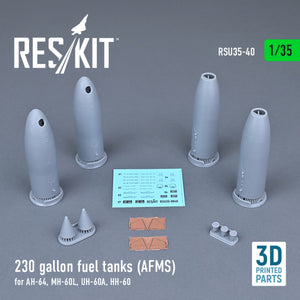 RESKIT RSU35-0040 230 GALLON FUEL TANKS (AFMS) FOR AH-64, MH-60L, UH-60A, HH-60 (2 PCS) (3D PRINTED) 1/35 – image 2