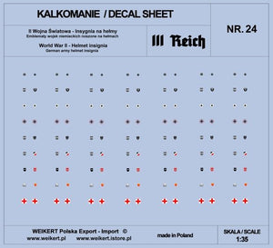 Weikert Decals DEC224 Emblèmes de casque allemand - III REICH - vol. 24 1/35