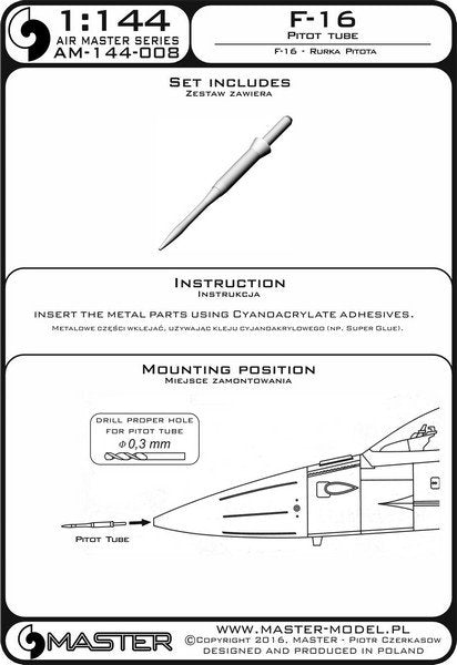 Master AM-144-008 F-16 - Pilot Tube 1/144 – obrázek 4
