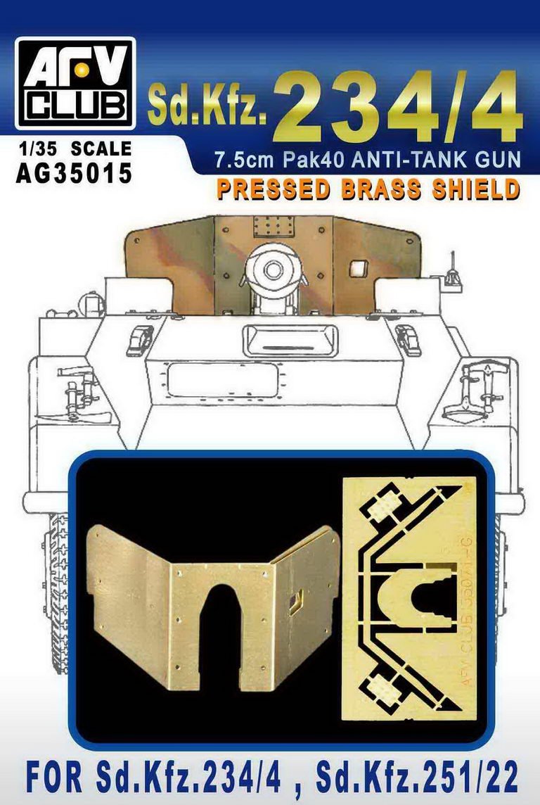 AFV Club AG35015 PRESSED BBASS SHIELD FOR Sd.Kfz.234/4, Sd.Kfz.251/22 1/35