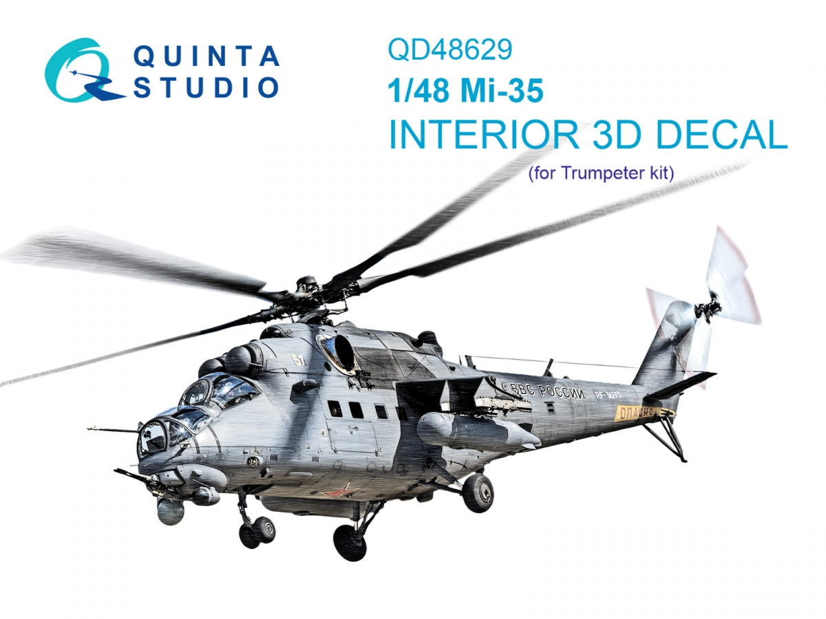 Quinta Studio QD48629 Mi-35 3D-Printed & coloured Interior on decal paper (Trumpeter) 1/48