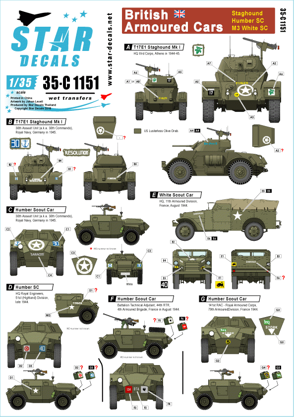 Star Decals 35-C1151 British Armored Cars 1/35
