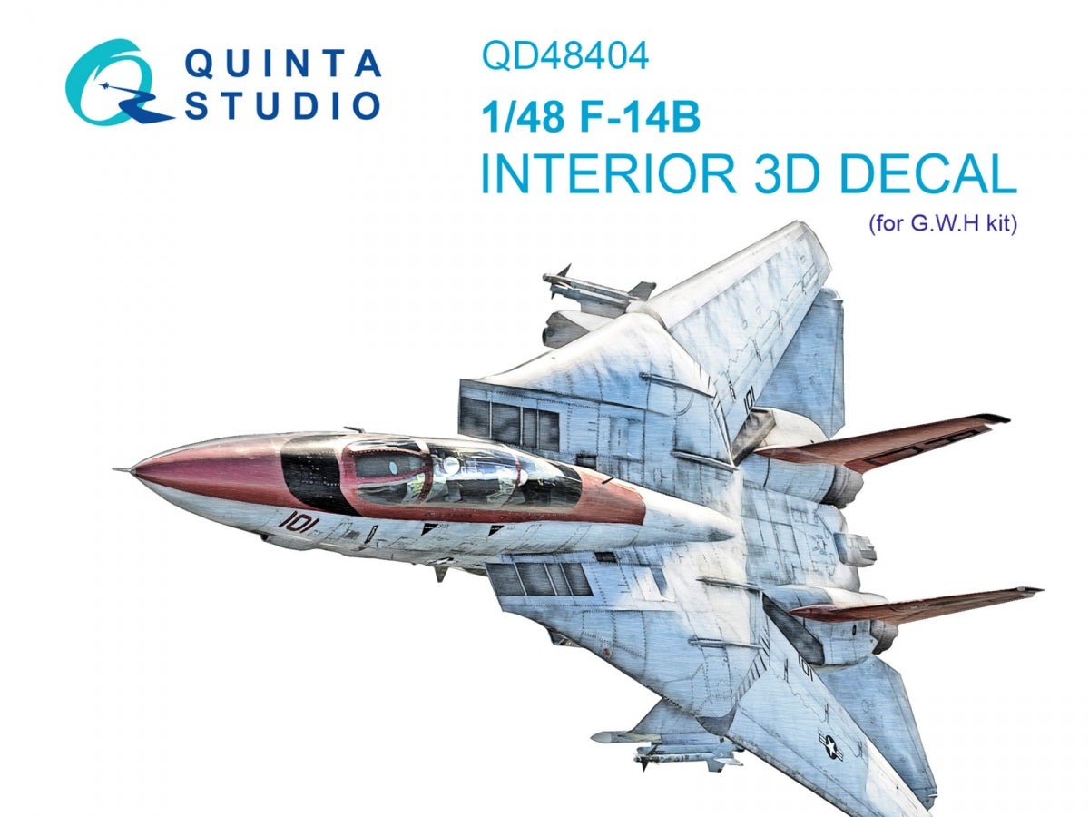 Quinta Studio QD48404 F-14B 3D-Printed &amp;amp; colored Interior on decal paper (GWH) 1/48