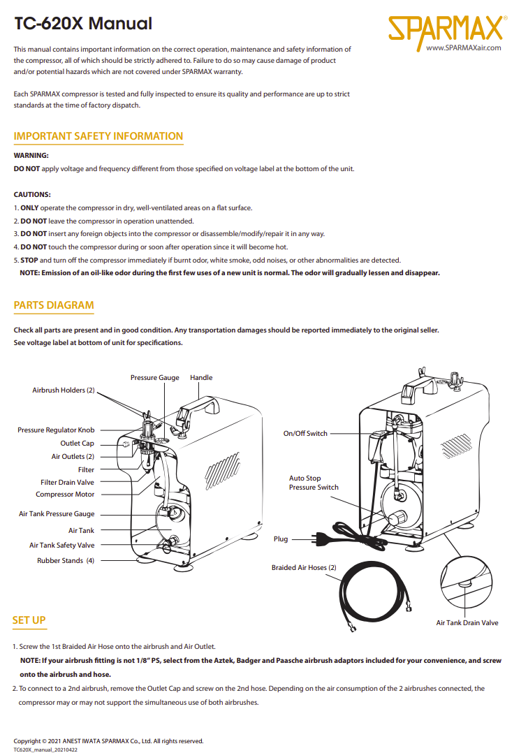 Sparmax TC620X Mini Air Compressor With 2x3m Hose – imagen 5