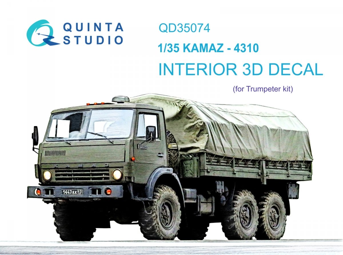 Quinta Studio QD35074 KAMAZ 4310 3D-Printed &amp;amp; colored Interior on decal paper (Trumpeter) 1/35