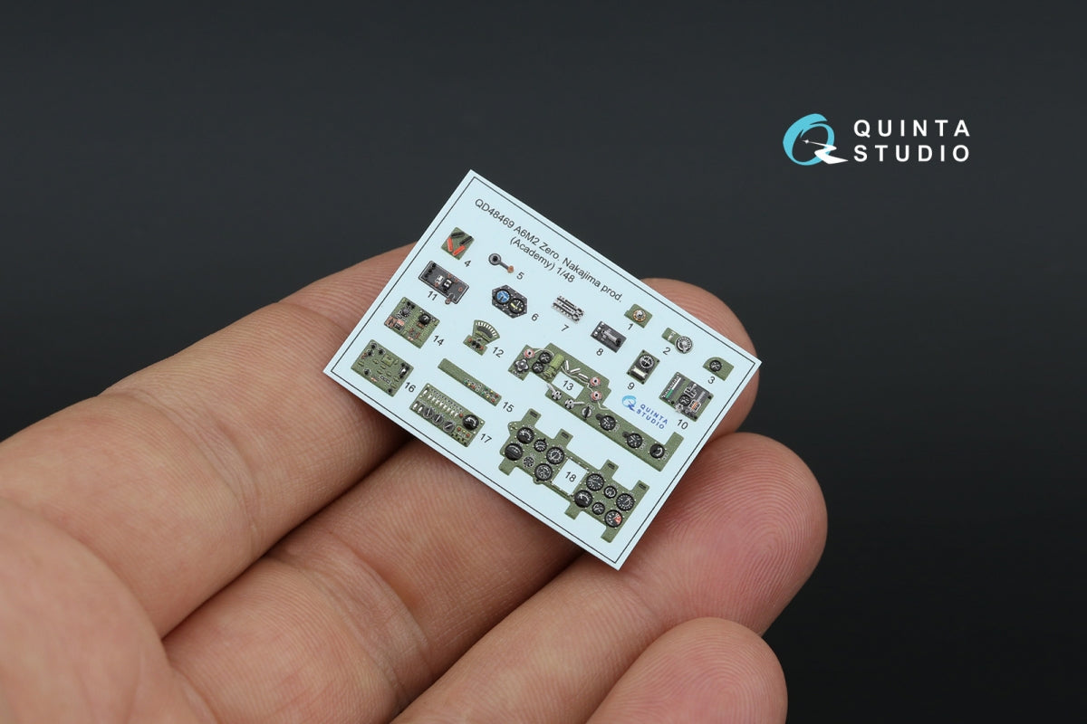 Quinta Studio QD48469 A6M2 Zero (Nakajima Prod.) 3D-Printed colored Interior on decal paper (Academy) 1/48 – imagen 4