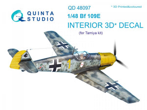 Quinta Studio QD48097 Bf 109E 3D-Printed &amp;amp; colored Interior on decal paper (for Tamiya kit) 1/48