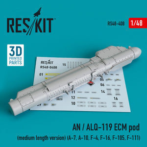 RESKIT RS48-0408 AN/ALQ-119 ECM POD (MEDIUM LENGTH VERSION) (3D PRINTED) 1/48