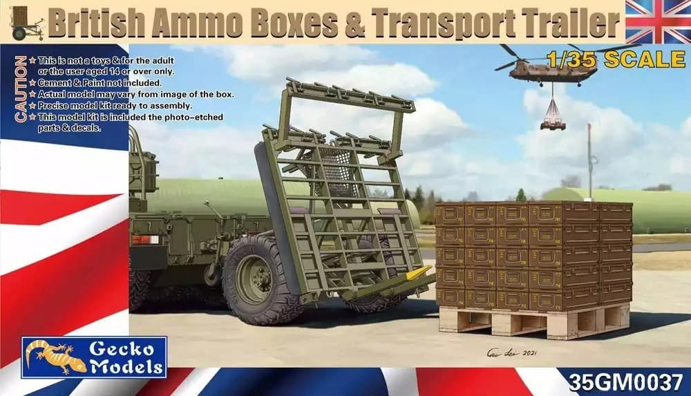 Gecko Models 35GM0037 British Ammo Boxes Transport Trailer 1/35