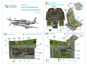 Quinta Studio QD32143 P-51D/K Mustang 3D-Printed &amp;amp; colored Interior on decal paper (Dragon) 1/32 – Bild 2