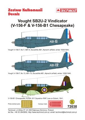 Techmod 72038 - Vought SB2U-2 Vindicator (V-156 Chesapeake) 1/72 – obrázek 2
