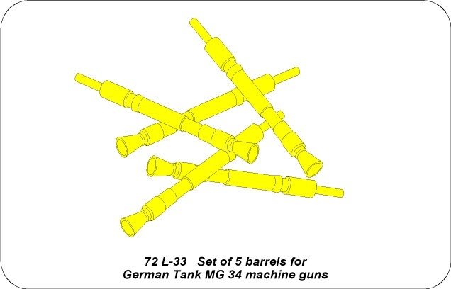 Aber 72L-33 Set of 5 Barrels for German Tank MG 34 machine guns 1/72 – Bild 3
