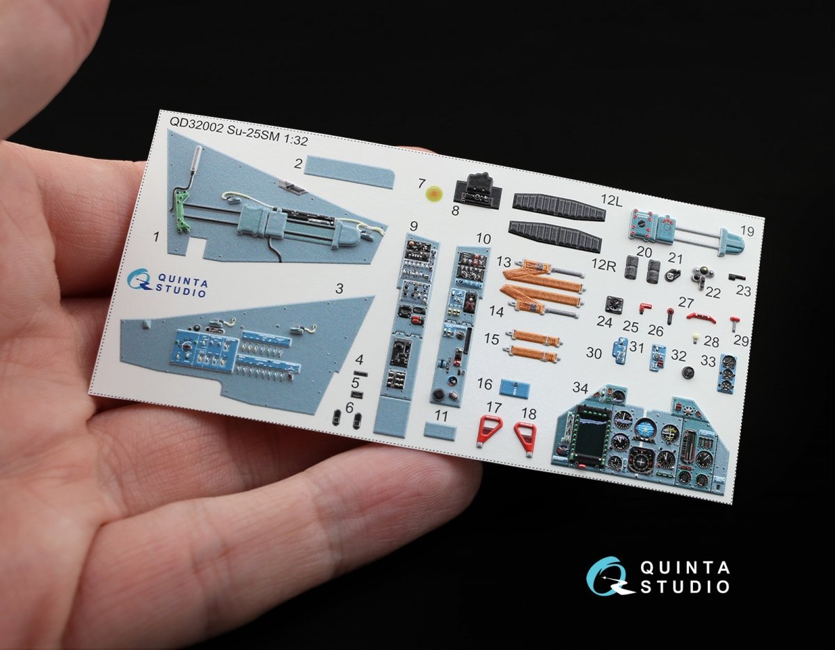 Quinta Studio QD32002 Su-25SM 3D-Printed &amp;amp; colored Interior on decal paper (for Trumpeter kit) 1/32 – immagine 2