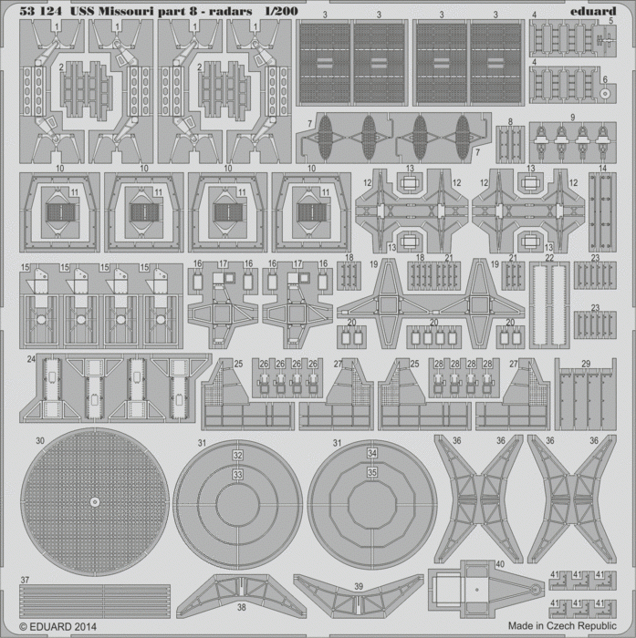 Eduard 53124 USS Missouri part 8 - TRUMPETER radars 1/200