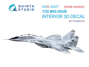 Quinta Studio QDS-32227 MiG-29UB 3D-Printed &amp;amp; colored Interior (Trumpeter) (Small version) 1/32