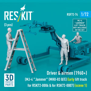 RESKIT RSF72-0074 Driver &amp;amp; airmen (1960+) (3 pcs) (MJ-4 &amp;quot;Jammer&amp;quot; (MHU-83 B/E) Early lift truck for RSK72-0006 &amp;amp; for RSK72-0007) (scene 1) (3D Printed) 1/72 – obrázek 2