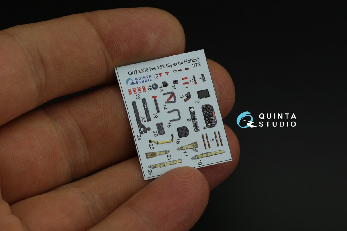 Quinta Studio QD72036 He 162 3D-Printed &amp;amp; colored Interior on decal paper (Special Hobby) 1/72 – immagine 8