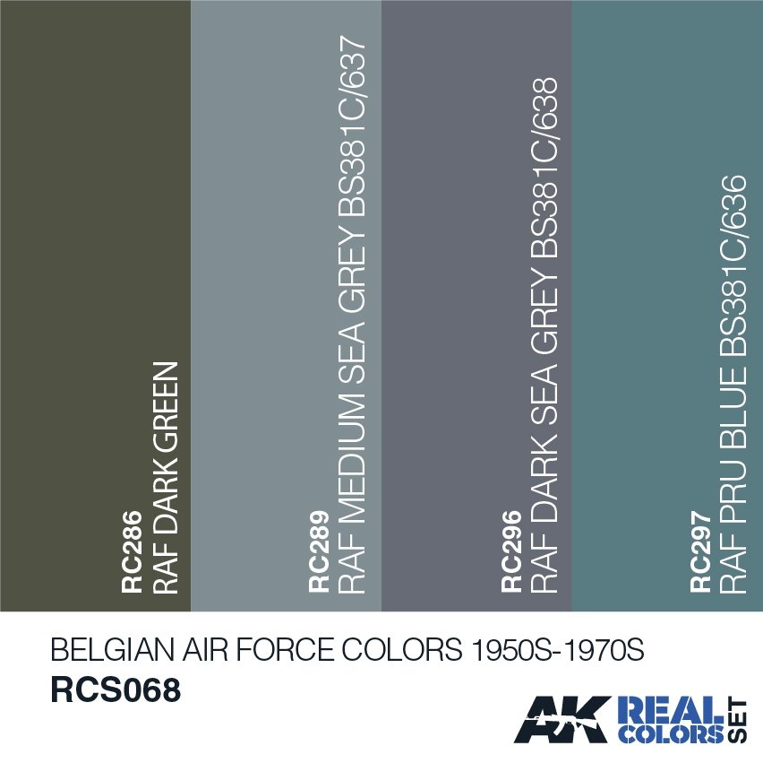 AK Interactive RCS068 BELGIAN AIR FORCE COLORS 1950S-1970S SET 4x10ml – zdjęcie 2